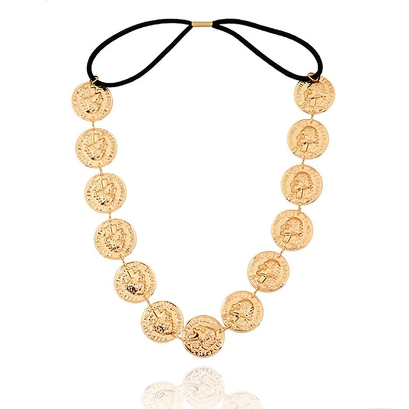 Yalice Gold Coin Head Chain Disc Elastic Headpieces Indian Headband Chain1920s Forehead Hair Accessories for Women - Image 1